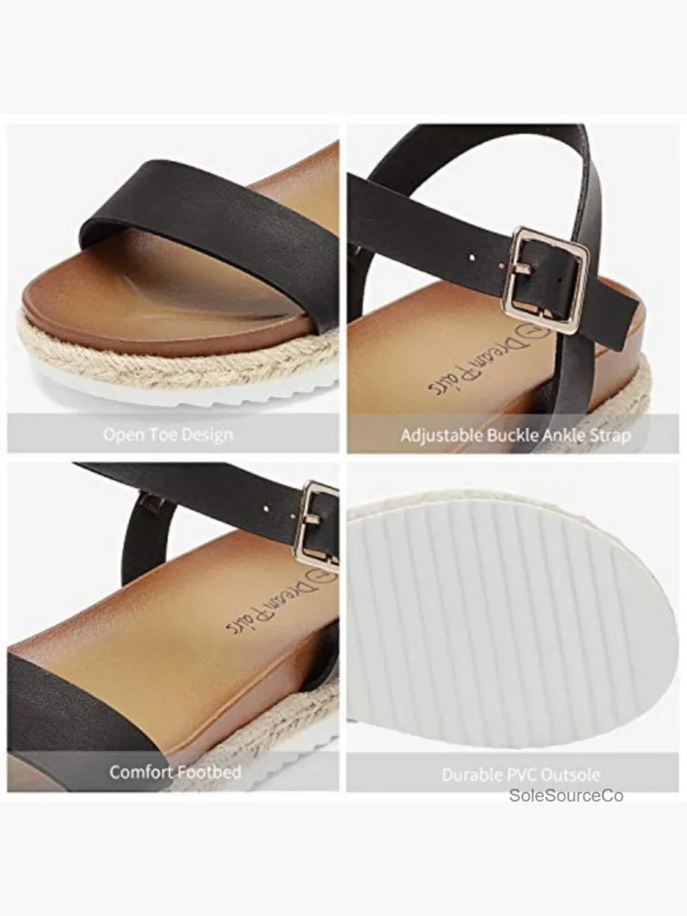 Women's Open Toe Ankle Strap Espadrille Platform Wedge Sandals